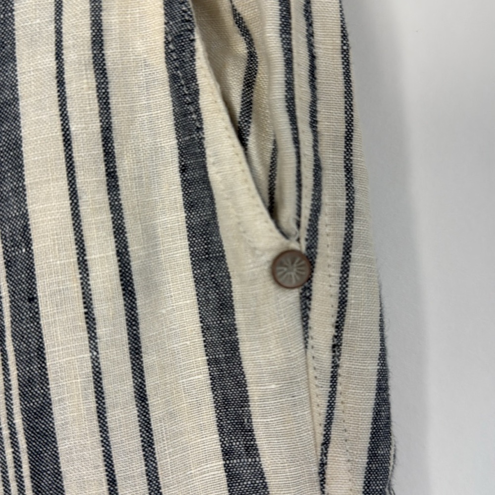 Michael Stars Navy and White Striped 100% Linen Pants Size Medium Like New - Picture 7 of 12